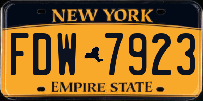 NY license plate FDW7923