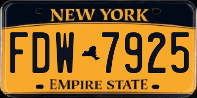 NY license plate FDW7925