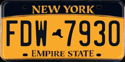 NY license plate FDW7930