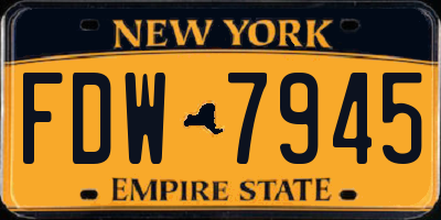 NY license plate FDW7945
