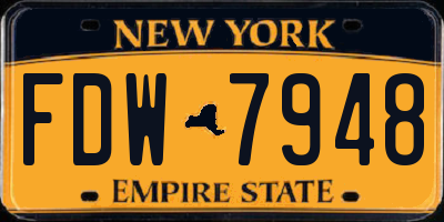 NY license plate FDW7948