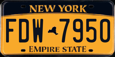 NY license plate FDW7950