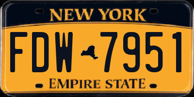 NY license plate FDW7951