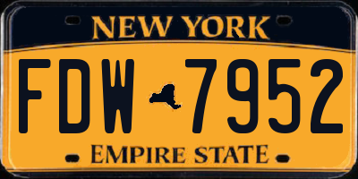 NY license plate FDW7952