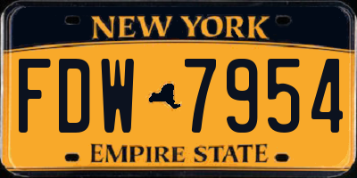 NY license plate FDW7954