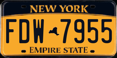 NY license plate FDW7955