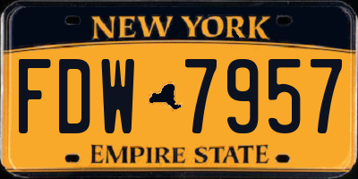 NY license plate FDW7957