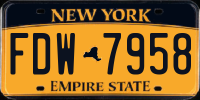 NY license plate FDW7958