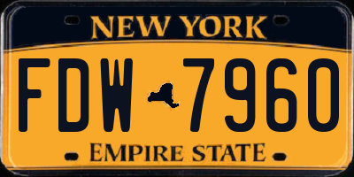 NY license plate FDW7960