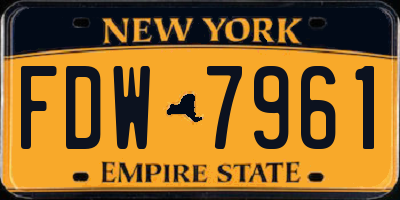 NY license plate FDW7961