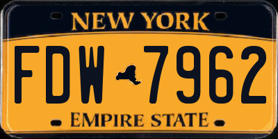 NY license plate FDW7962