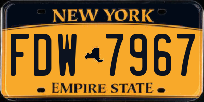 NY license plate FDW7967