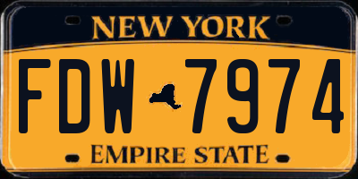 NY license plate FDW7974