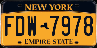 NY license plate FDW7978