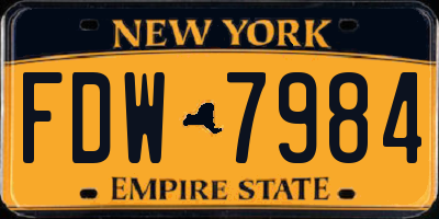 NY license plate FDW7984