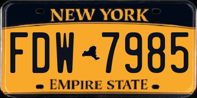 NY license plate FDW7985