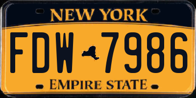 NY license plate FDW7986