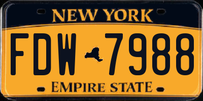 NY license plate FDW7988