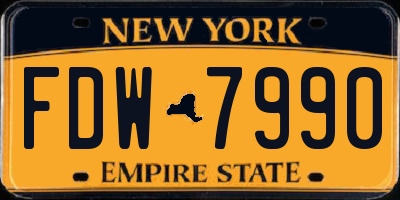 NY license plate FDW7990