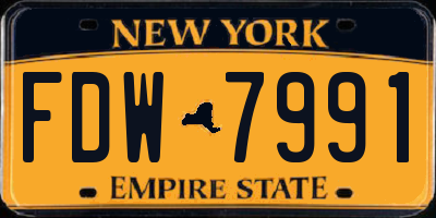 NY license plate FDW7991