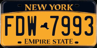 NY license plate FDW7993