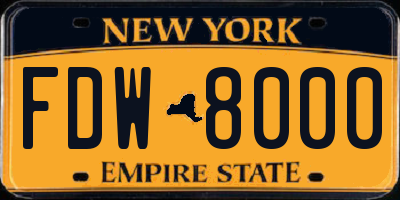 NY license plate FDW8000