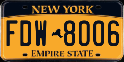 NY license plate FDW8006