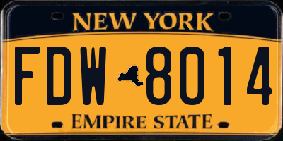 NY license plate FDW8014