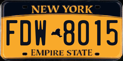 NY license plate FDW8015