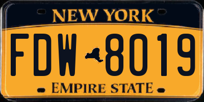 NY license plate FDW8019