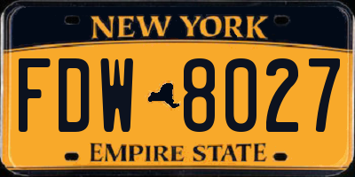 NY license plate FDW8027
