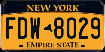 NY license plate FDW8029
