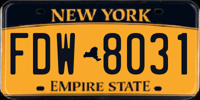 NY license plate FDW8031