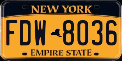 NY license plate FDW8036