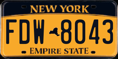NY license plate FDW8043