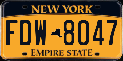 NY license plate FDW8047