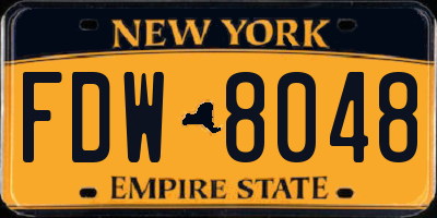 NY license plate FDW8048