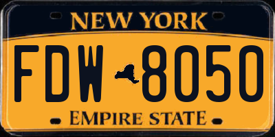 NY license plate FDW8050