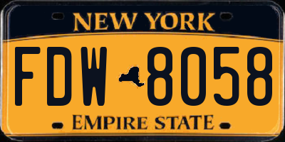 NY license plate FDW8058