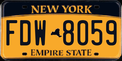 NY license plate FDW8059