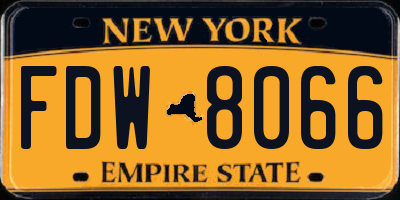 NY license plate FDW8066