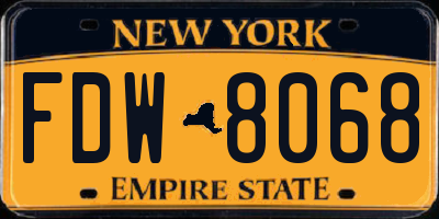 NY license plate FDW8068