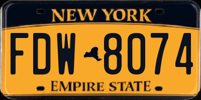 NY license plate FDW8074
