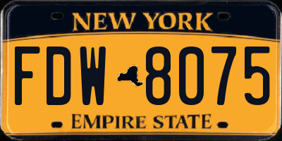 NY license plate FDW8075