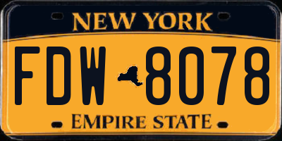 NY license plate FDW8078