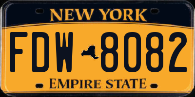 NY license plate FDW8082