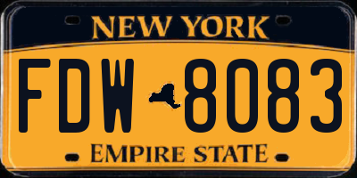 NY license plate FDW8083