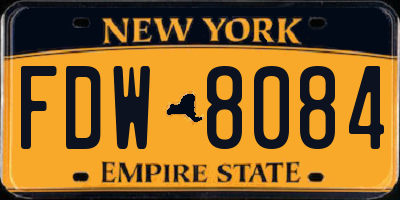 NY license plate FDW8084