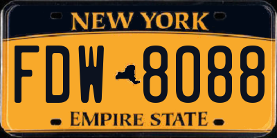 NY license plate FDW8088
