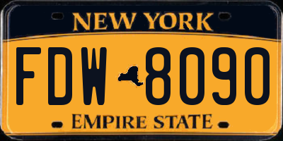 NY license plate FDW8090